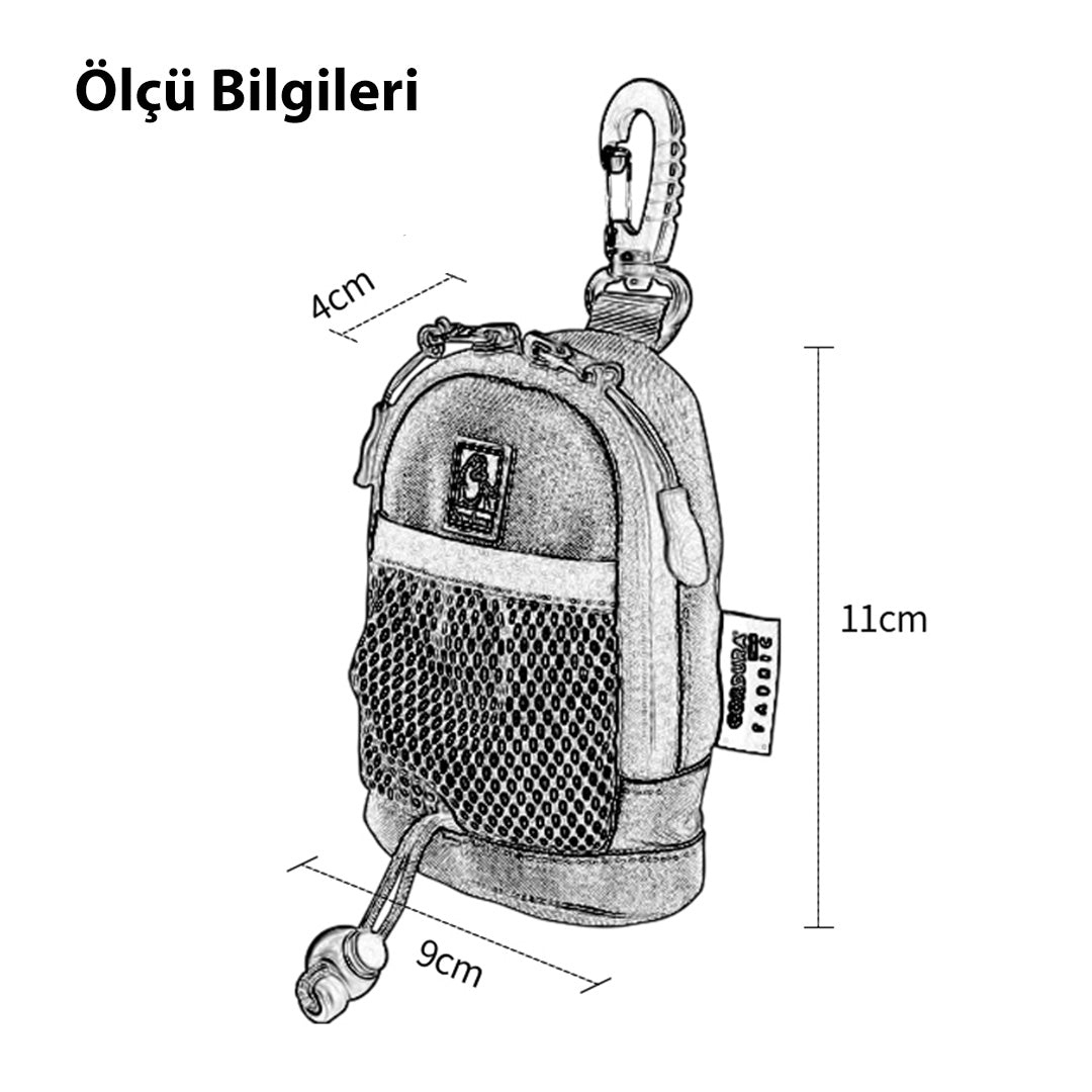 Cordura Kumaşlı, Siyah Dışkı Torbası Çantası